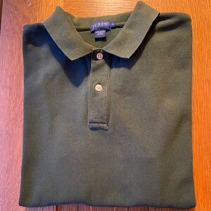 Vintage Men’s J Crew Polo Shirt; Long Sleeves; Dark Green; Heavyweight; Small